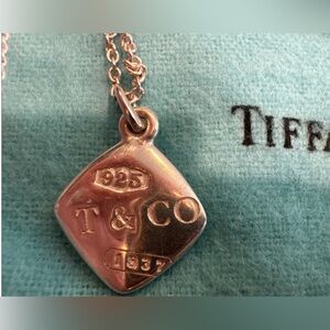 💍#14 Tiffany & Co Sterling Silver 1837 Montage Cushion Pendant Necklace